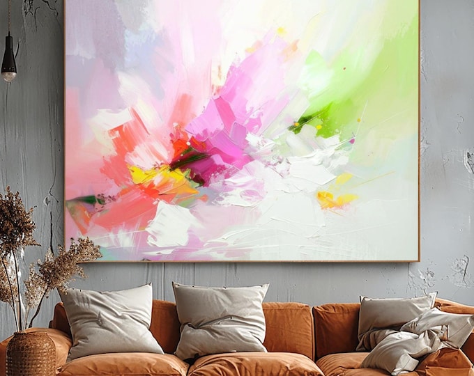 Featured listing image: White Abstract Art Print: Pale Pink, Teal & Sage Green Skies