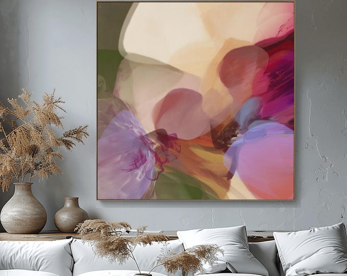 Neutral Floral Abstract Art Print:  Burgundy Wine Flower Petals