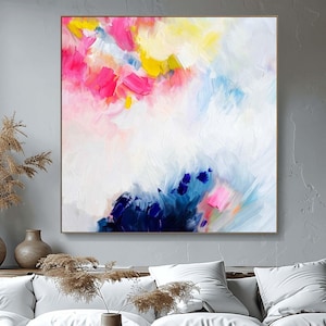 Blush Indigo Sky Abstract Art Print:  Pink Wall Art Decor