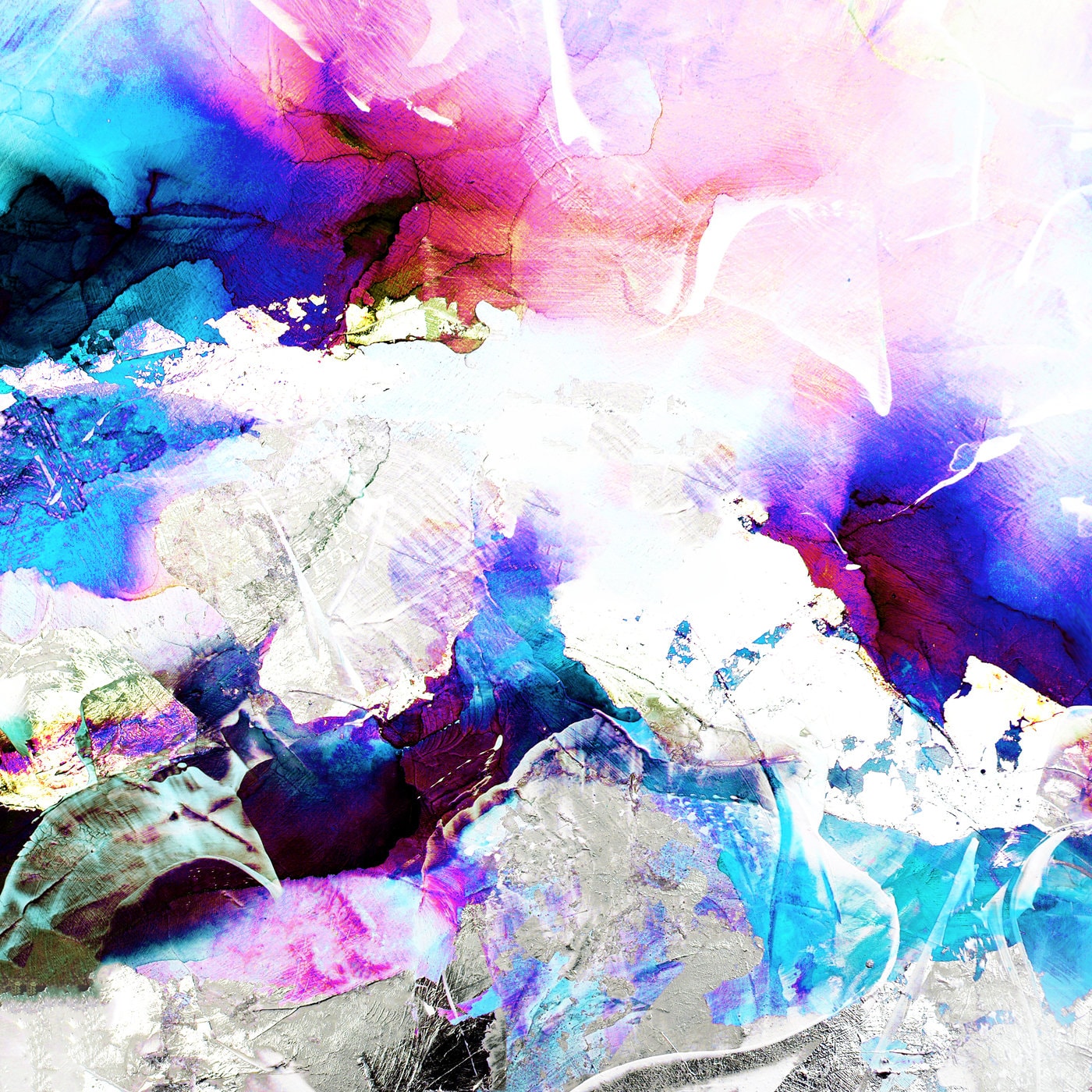 Cobalt Blue Abstract Art Print, Large Embellished Painting, Modern Interior Design, Contemporary