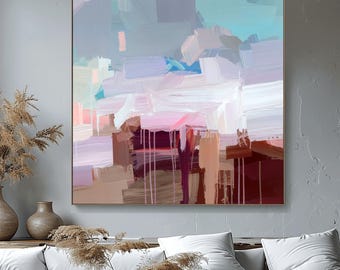 Abstract Pastel Blue Sky Giclee Print: Blue Grey Brown, Neutral Wall Art