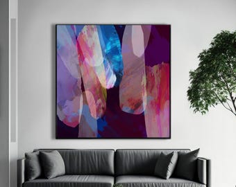 Sheer Jewel Plum Quartz Abstract Fine Art Print, Magenta Wine Wall Art, Muted Burgundy Decor, Surreal Blue Stone, UK artist