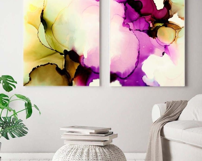 Amethyst Iris Art Print Set: Abstract Floral Giclée Home Decor
