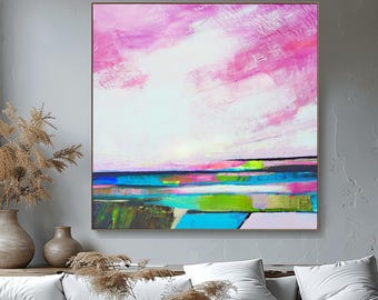 Suffolk Pink Sky Art Print: Pastel Landscape Canvas Wall Art, Home Decor