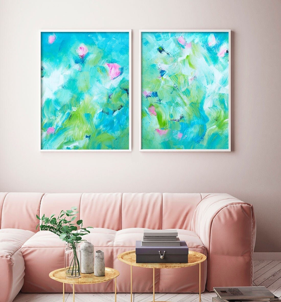Windermere Gardens Set of Fine Art Prints, Abstract Expressionism, Teal