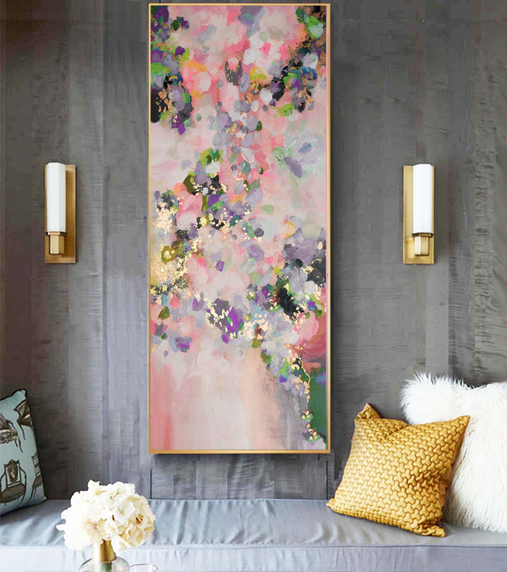 Original Sculpture Textured Painting Roses on Stretched Canvas Wall Art  Unique Large Texture Paste Flowers Modern Art 3d Art Large 