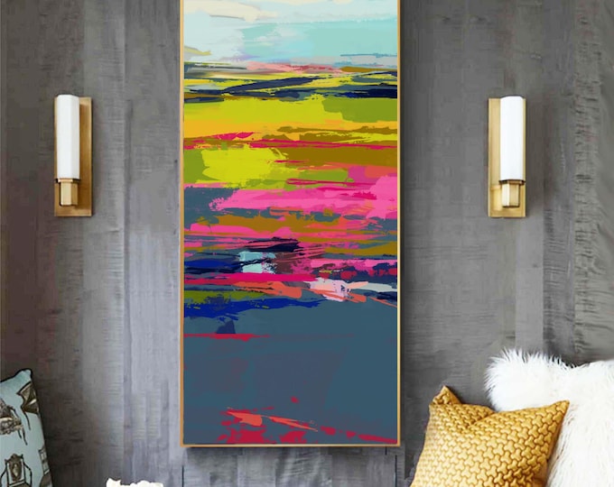 Abstract Canvas Print: 'Green Horizon' - Colorful Contemporary Wall Art