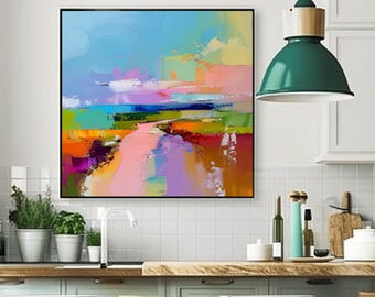 Tangerine Horizon Abstract Print: Bright Orange Coral Home Decor