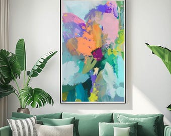 Abstract Orange Floral Print: Vibrant Colourful Modern Wall Art