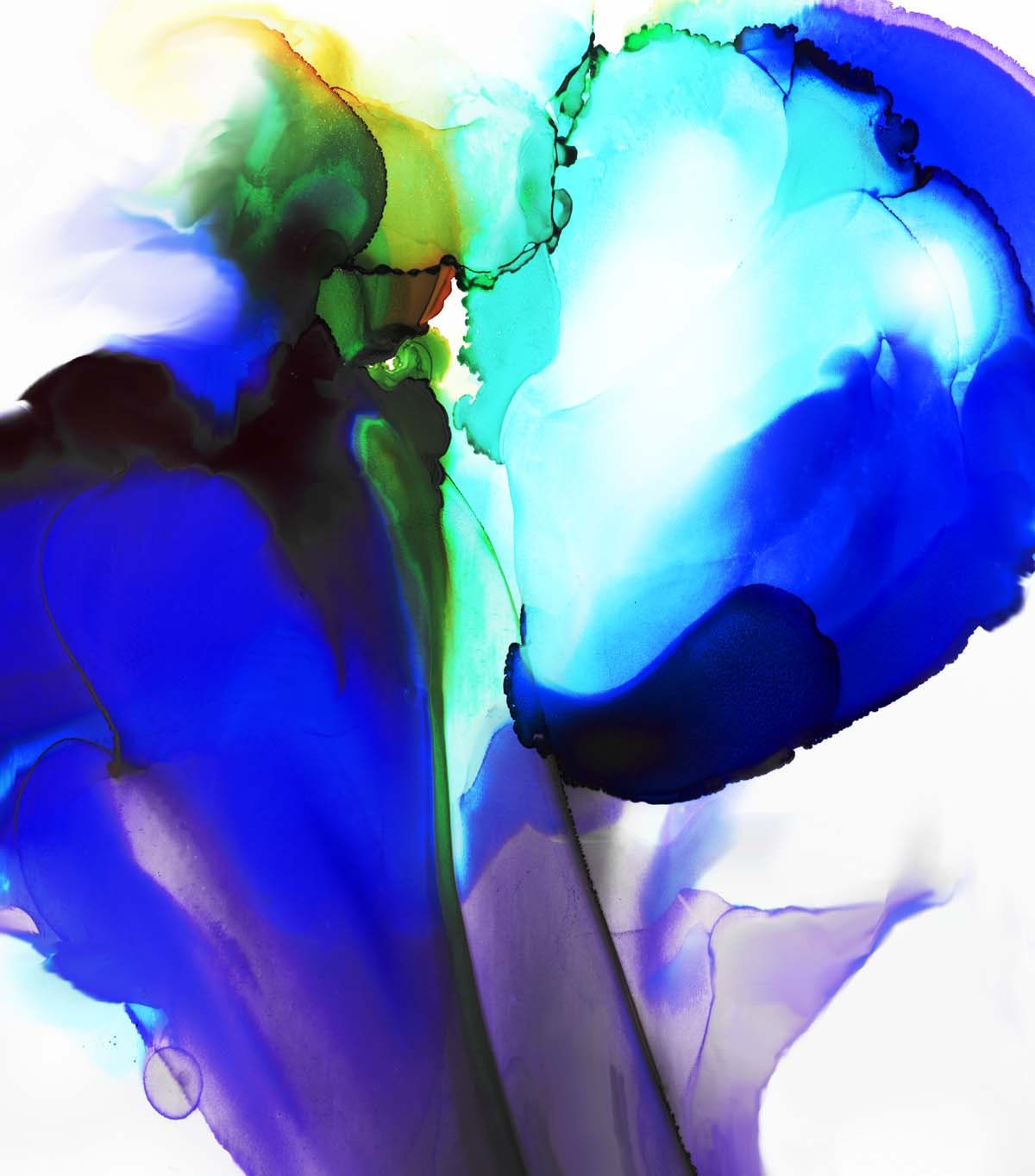 Cobalt Blue Floral Abstract Art Print, Modern Home Decor, Purple Flower, Colourful Wall Art UK