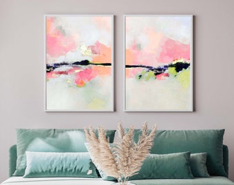White Lies Set of 2 Prints, Fine Art Abstract Prints, Gold Leaf, Contemporary Modern Wall Art, UK