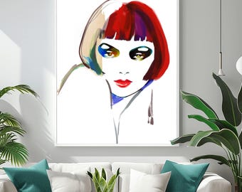 Abstract Fashion Art Print, 1920s Bobbed Hair, Beauty Salon Print