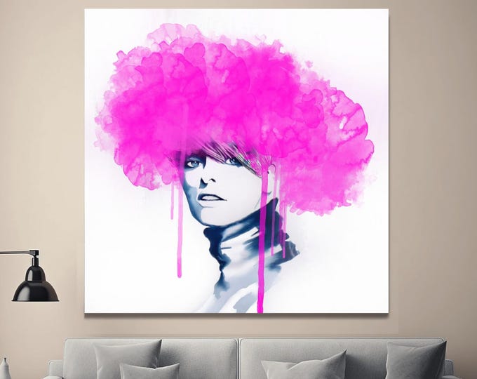 Featured listing image: Fashion lllustration, Pink Headdress Art Print: Glamourous Salon Decor,
