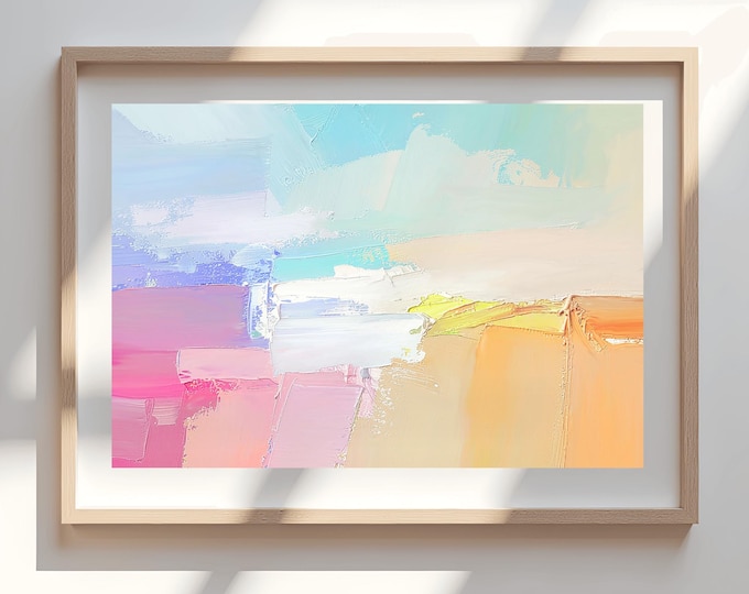 Pale Blush Abstract Giclée Print: White Home Decor, Pastel Wall Art