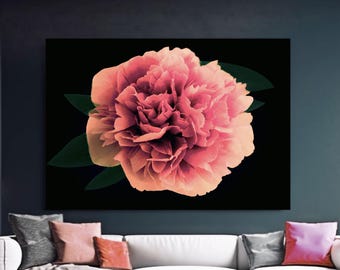 Blush Jewel Peony Fine Art Print, Pastel Coral Aesthetic, Large Flower Wall Art, Interior Design Decor, UK artist