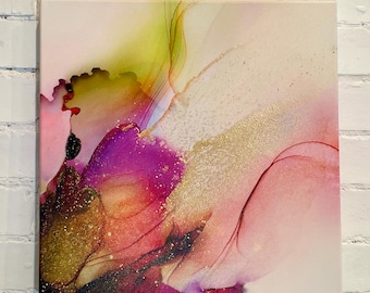 Sale Pastel Pink Abstract Art Print, 16x16" Ready to Hang Canvas, Interior Design