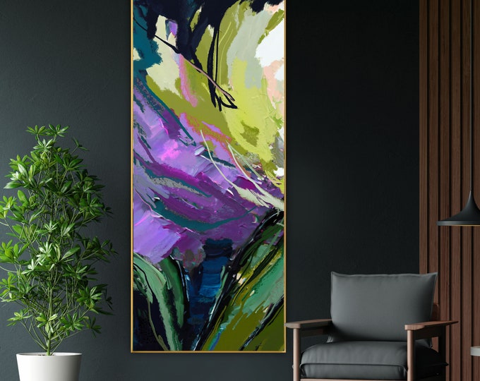 Abstract Canvas Print: Lime Green, Violet, Indigo Wall Art