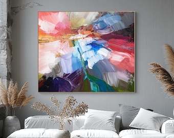 Coral Sky Abstract Print Set, Large Blue Wall Art, Pastel Interior Design, Indigo Textured Print, UK artist