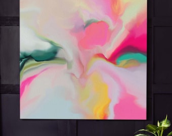Blush Pink Lily Art Print: Modern Abstract Floral Canvas