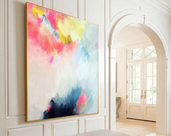 Blush Indigo Abstract Fine Art Print, Contemporary Oversized Abstract Painting for Home, Office Decor