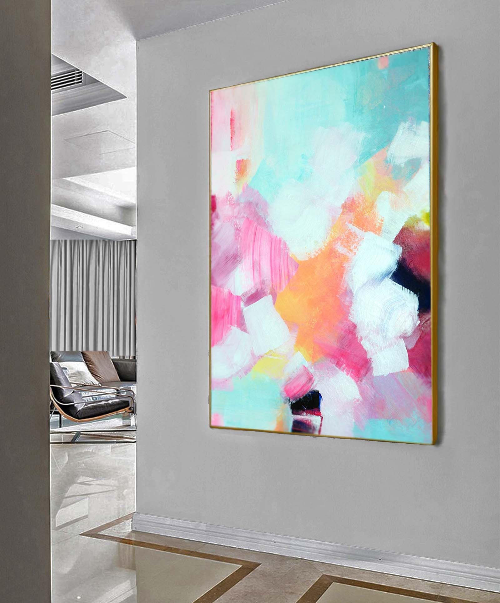 Mint Blush Fine Art Print for Livingroom, Modern Office Interior Design ...