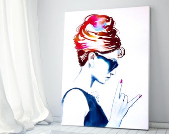 Fashion Illustration, 1950s Retro Icon, Vintage Style Art for Salon Decor