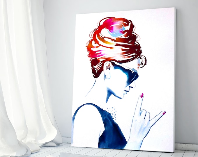 Fashion Illustration, 1950s Retro Icon, Vintage Style Art for Salon Decor