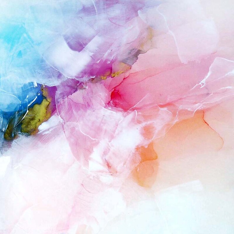 Coral Blush & Teal Abstract Fine Art Print Set Interior Etsy UK