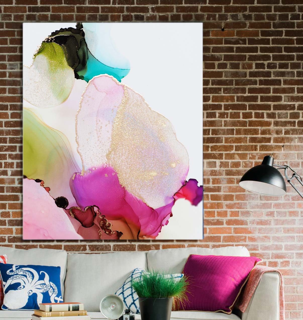 Aqua Berry Fine Art Print Pink Aesthetic Wall Decor Abstract