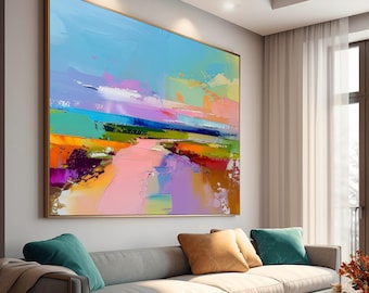 Tangerine Horizon Abstract Giclée Print: Bright Orange Coral Home Decor