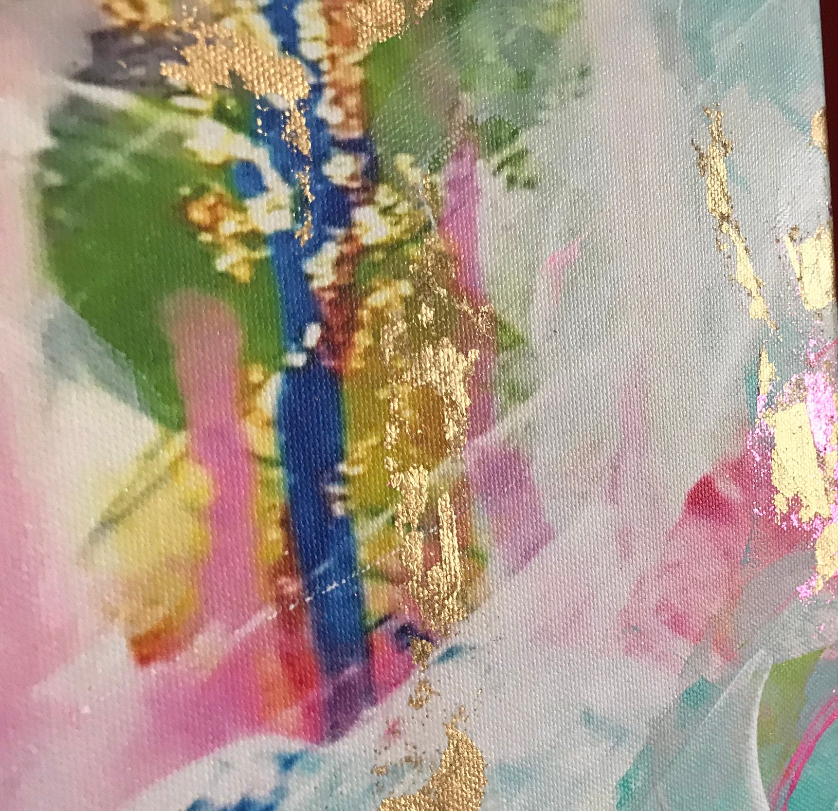 White Gold Abstract Fine Art Print, Oversized Gold Leaf Painting