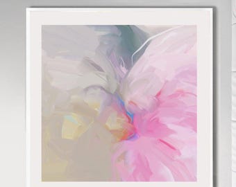 Cool Pink Zen Abstract Fine Art Print, Light Grey Decor, Neutral Soft Pastel Wall Art, UK