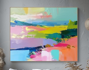 Tangerine Abstract Canvas Art: Gold Leaf Embellished Rolled Print, 24x30"