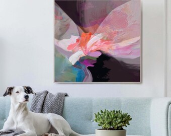 Sheer Jewel Poppy Abstract Fine Art Print, Pastel Pink Floral Wall Art, Blush Decor, Surreal Flower, UK artist
