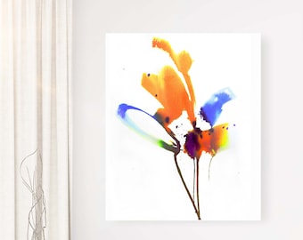 Minimal Abstract Fine Art Print, Modern Home Decor, Yellow Bloom, Oversized Floral Wall Art, UK