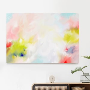 Lime Blush Abstract Art Print,  Cream Floral, Pink Aesthetic Home Decor, Interior Design Picture UK Artist