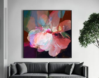 Sheer Jewel Peony Abstract Fine Art Print, Warm Sepia Brown Floral Wall Art, Burgundy Plum Wine Decor, Surreal Flower, UK artist