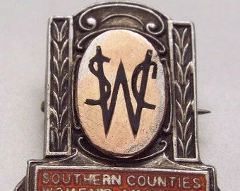 Southern Counties Womens Athletics 1938 Solid Silver Art Deco Medal Badge D/L