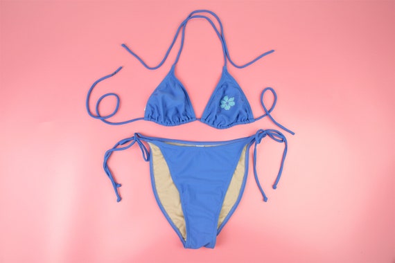 Vintage Y2K bikini set: halter neck triangle top … - image 2