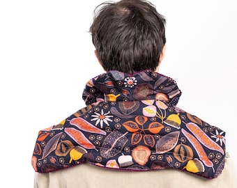 Extra Large Neck and Shoulder Heat Pack with Collar, Australian Lupin Wheat Free Microwave Heat Wrap, Handmade Upper Back Relief