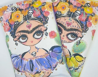 Frida Kahlo Heat Pack with Removable Cover, Small Australian Lupin Wheat Free Microwave Heat Bag, Handmade Art Lover Gift for Her