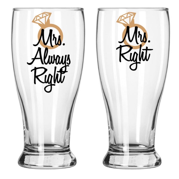 Mrs Right and Mrs Always Right, Lesbian Engagement Gift, Soon to be Mrs, Bridal Shower Gift, Lesbian Wedding