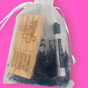 Personalized Eraser Gift Set, Dry Erase Marker and Eraser, Personalized Gift for Teacher, End of the Year, Back to School Gift, Appreciation