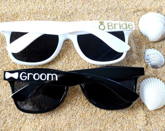 Bride and Groom Sunglasses, Summer Beach Destination Wedding Favors, Engagement Photo Prop, Honeymoon Gift, Mr and Mrs Bridal Shower Gifts