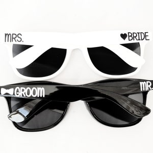 Bride and Groom Sunglasses, Summer Beach Destination Wedding Favors, Engagement Photo Prop, Honeymoon Gift, Mr and Mrs Bridal Shower Gifts