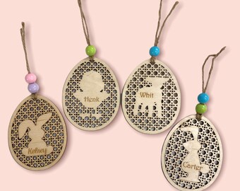 Easter Basket Tags, Easter Name Tags, Personalized Easter Tag, Custom Egg Basket Tag, Rattan Style Name Tag