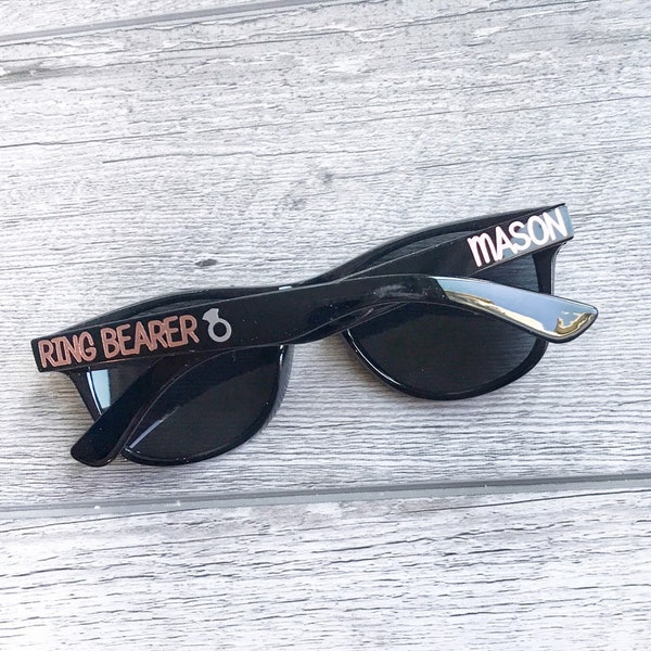 Ring Bearer Personalized Sunglasses, Toddler Youth Kid Glasses, Ring Security Proposal Gift Idea for Wedding Party, Summer Vacation