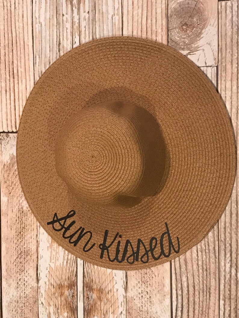 Floppy hat, summer outdoors, monogram hat, sun kissed hat, Summer Party Hat, custom wide brim, honeymoon hat, beach hat, bachelorette gift image 1