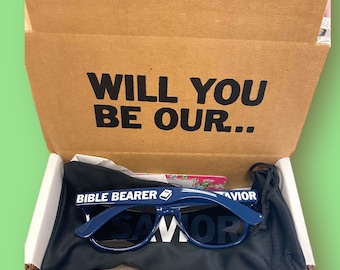 Will You Be Our Bible Bearer Proposal Box, Personalized Sunglasses, Toddler Youth Kid Glasses, Gift Idea for Wedding Party