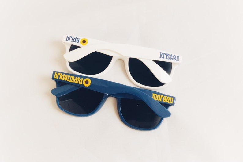 Personalized Sunflower Sunglasses Wedding Bridal Party image 0